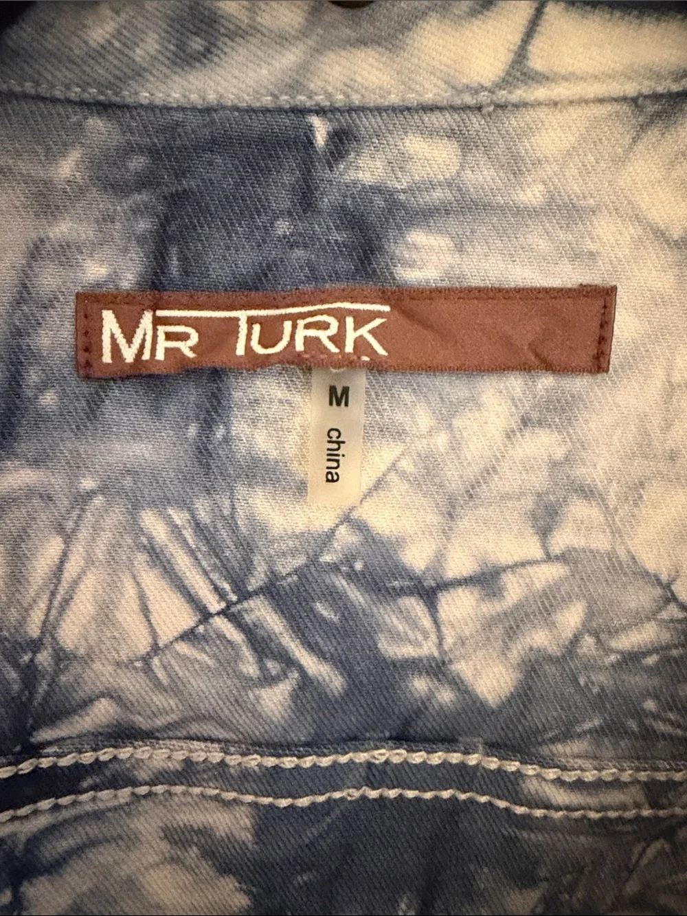 Tie-Dye Shirt Jacket in Navy & White